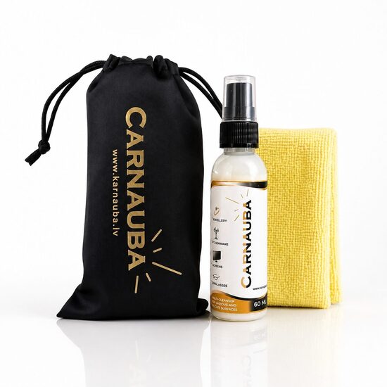 Carnauba komplekts (flakons 60 ml, mikrošķiedras lupatiņa, auduma dāvanu maisiņš)